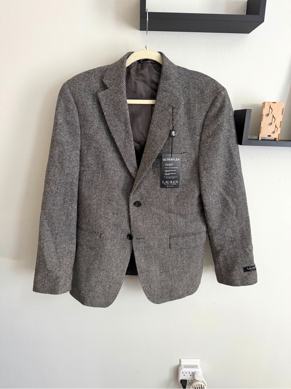 NWT Lauren Ralph Lauren Ultraflex Herringbone Blazer Slim Fit
